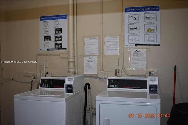 washroom with independent washer and dryer