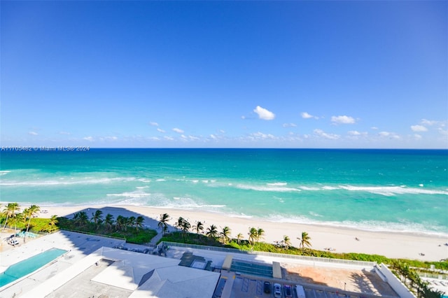 property view of water with a beach view