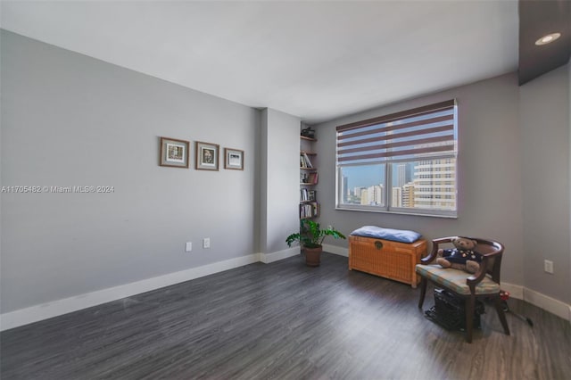 interior space with dark hardwood / wood-style flooring