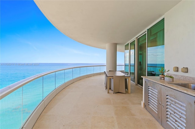 balcony with a water view