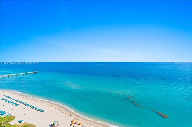 view of water feature with a view of the beach