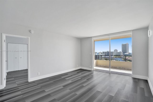 unfurnished room featuring dark wood-type flooring