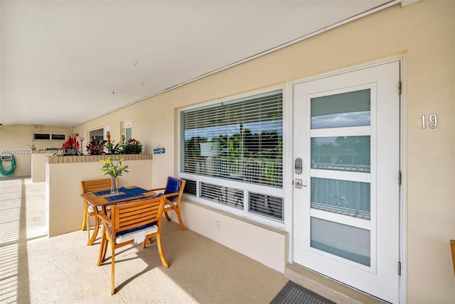 interior space with a patio