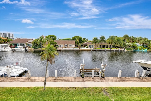 dock area with a water view