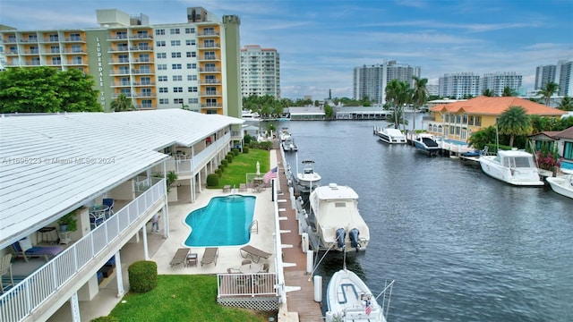 water view with a boat dock