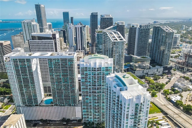 property's view of city featuring a water view