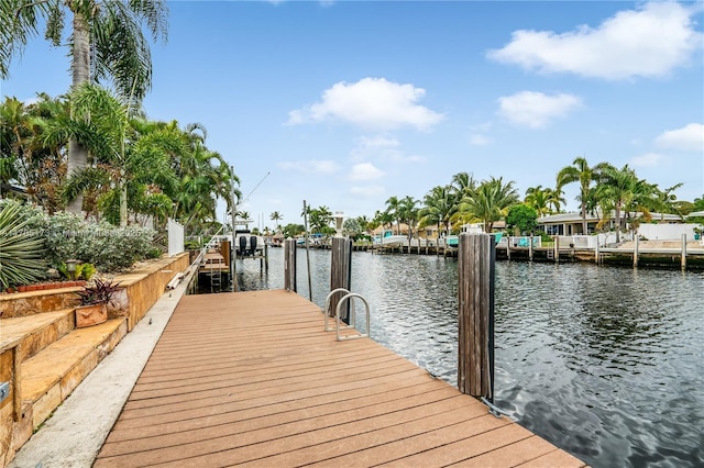 dock area featuring a water view