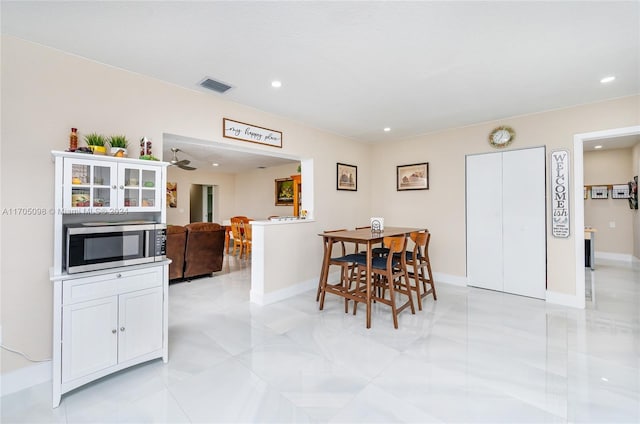 view of tiled dining area