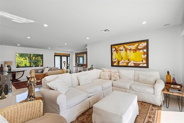 living room featuring light wood-type flooring