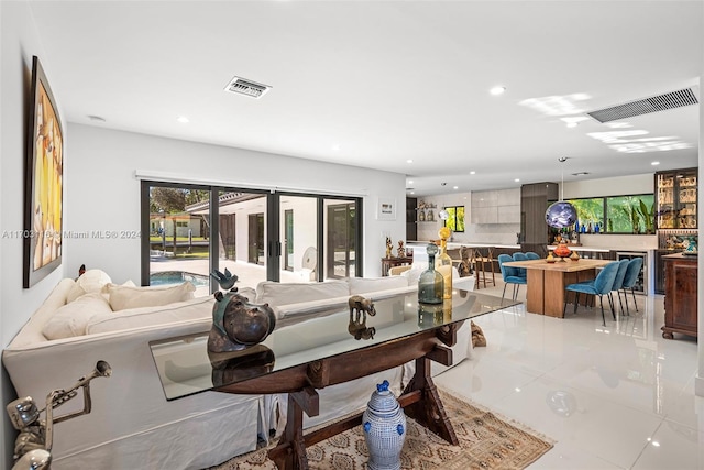 living room featuring french doors