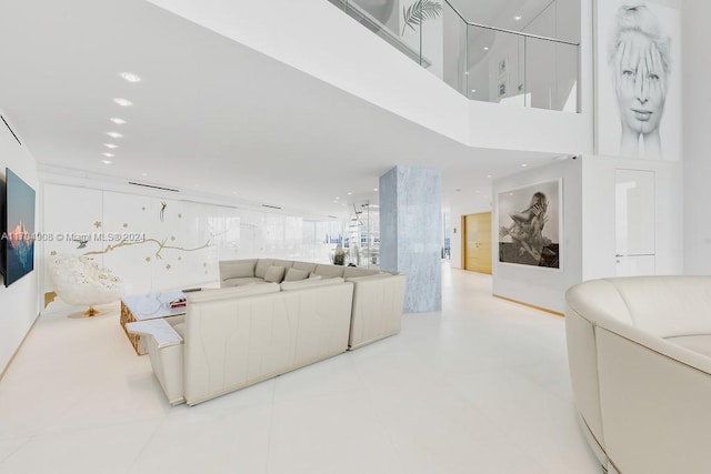 view of tiled living room