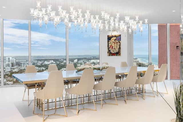 dining area featuring a notable chandelier