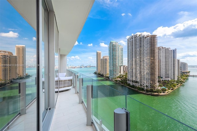 balcony with a water view