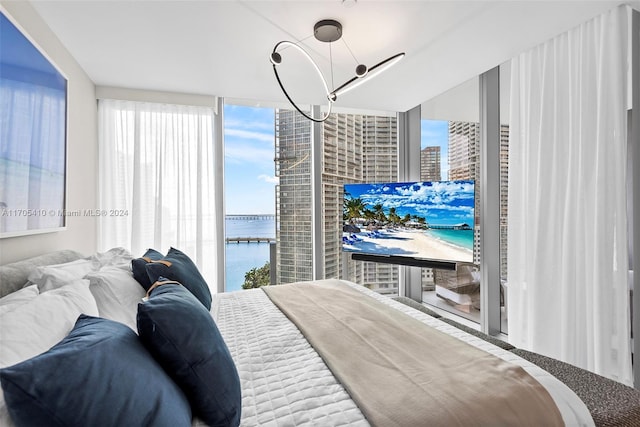 bedroom featuring floor to ceiling windows