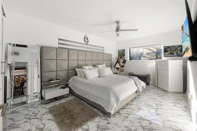 bedroom featuring ceiling fan