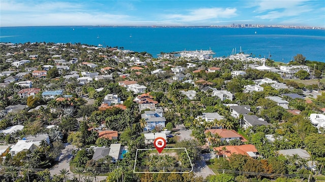 100 Hampton Ln, Key Biscayne, FL 33149 - drone / aerial view featuring a water view and a residential view