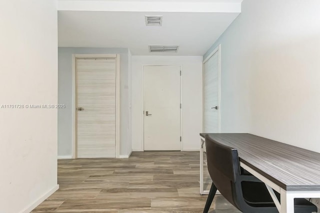 office area featuring hardwood / wood-style flooring