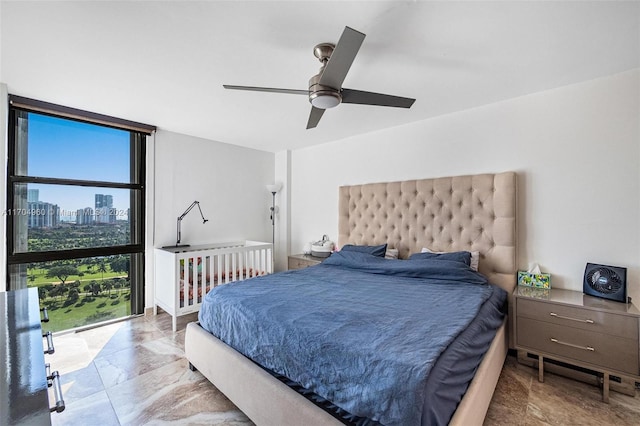 bedroom featuring ceiling fan