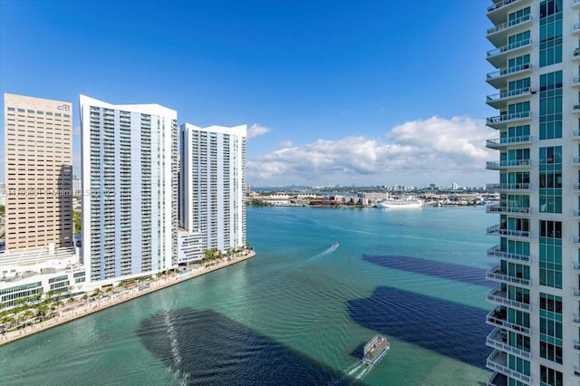 property view of water with a view of city