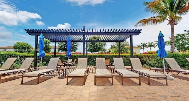 view of patio featuring a pergola