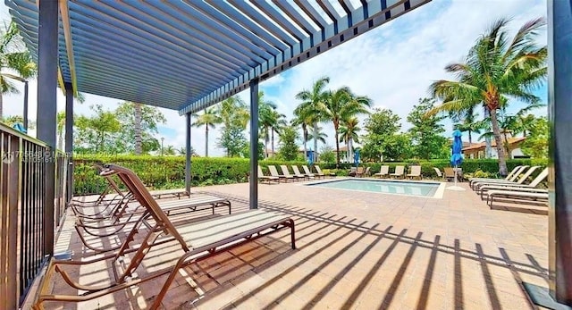 view of swimming pool with a patio