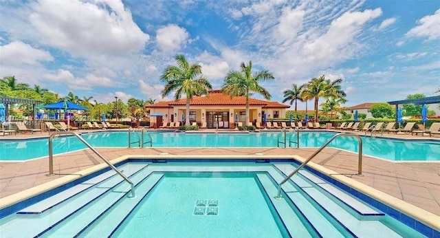 view of pool with a patio area