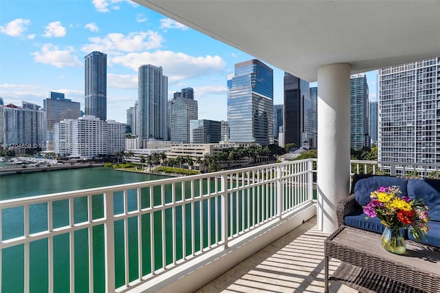 balcony with a water view