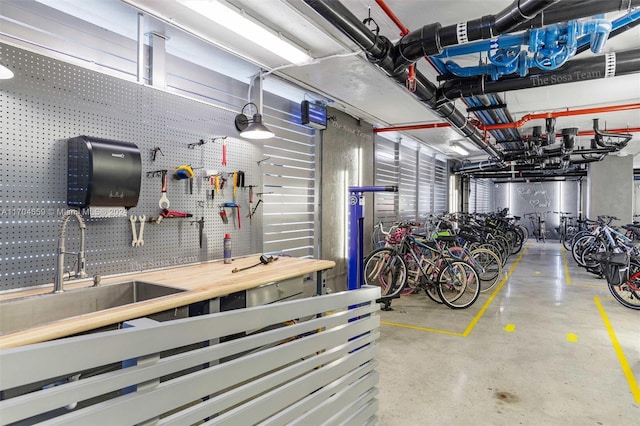 garage with sink