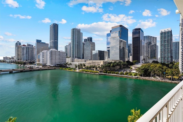 view of city with a water view