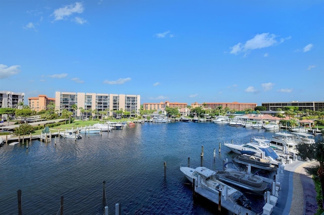 view of water feature featuring a boat dock