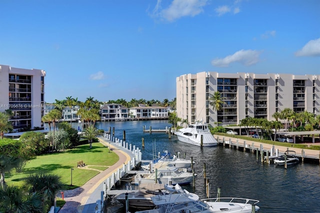 view of water feature featuring a dock