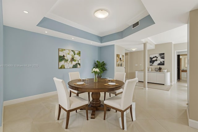 20281 E Country Club Dr Unit 2104, Aventura, FL 33180 - unfurnished room with ornamental molding, a tray ceiling, light tile patterned floors, recessed lighting, and baseboards