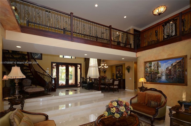 12040 N Eagle Trace Blvd N, Coral Springs, FL 33071 - community lobby featuring stairway, recessed lighting, and a towering ceiling