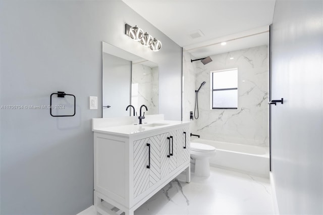 full bathroom featuring vanity, toilet, and tiled shower / bath