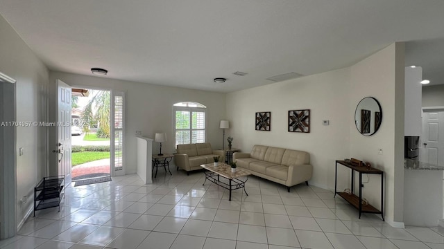 view of tiled living room