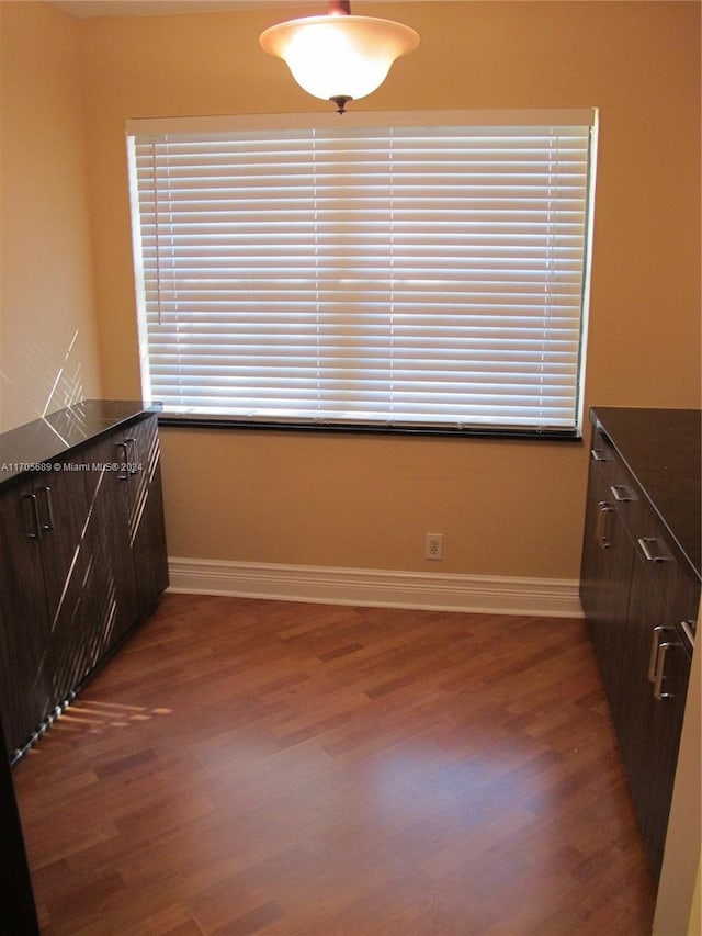 interior space with dark hardwood / wood-style flooring