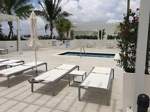 view of swimming pool with a patio area