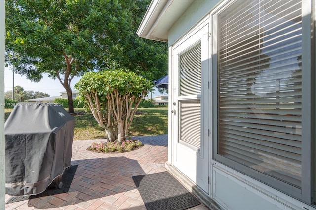 view of patio / terrace featuring a grill