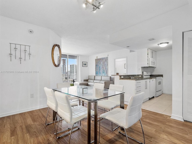 dining room with light hardwood / wood-style floors