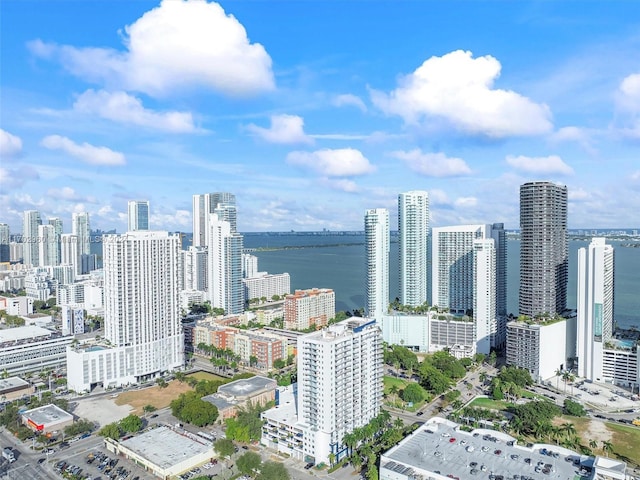 property's view of city featuring a water view