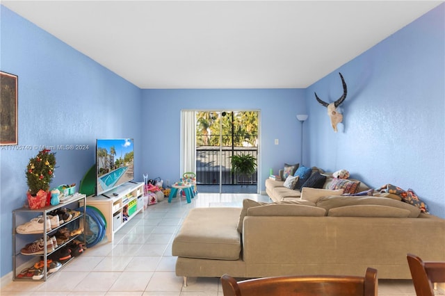 view of tiled living room