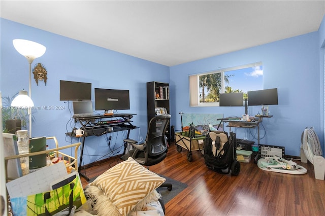 office area featuring hardwood / wood-style floors