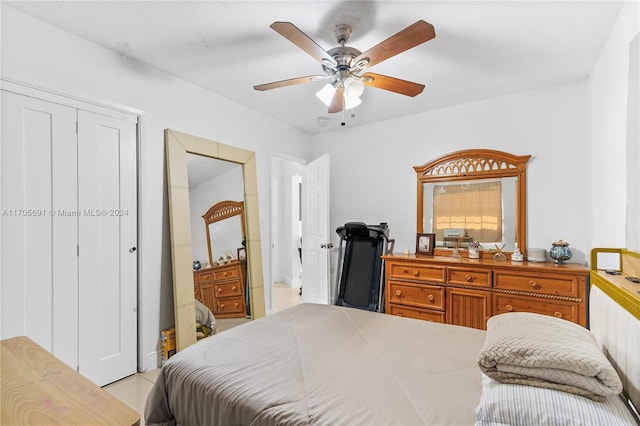 bedroom with a closet and ceiling fan