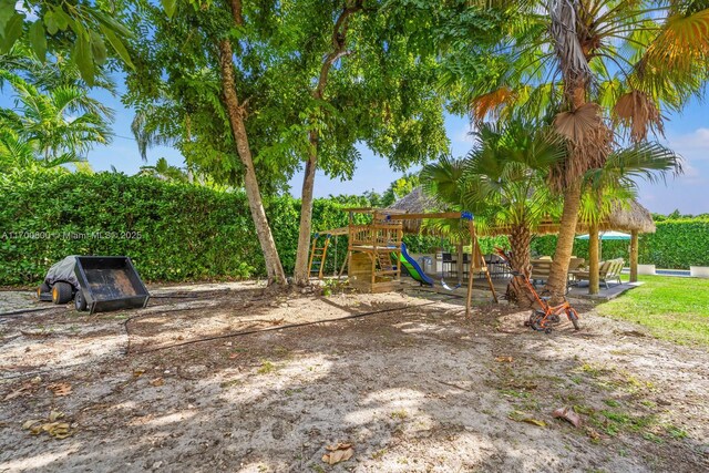 view of yard featuring a playground