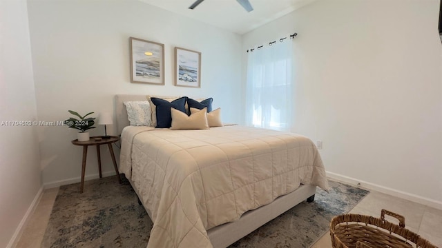 bedroom featuring ceiling fan