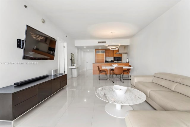 view of tiled living room