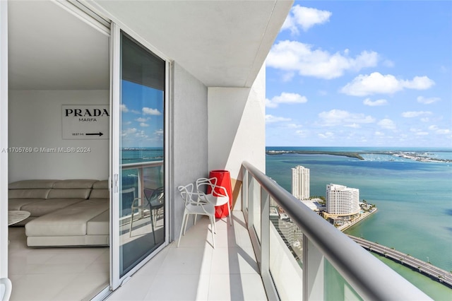 balcony with a water view