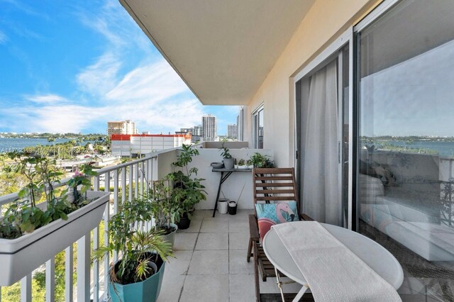 balcony with a water view