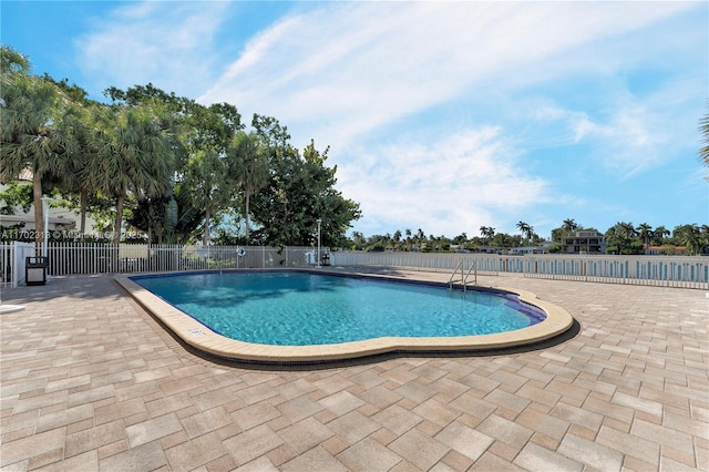 view of swimming pool with a patio