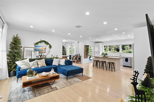 living room featuring light hardwood / wood-style flooring